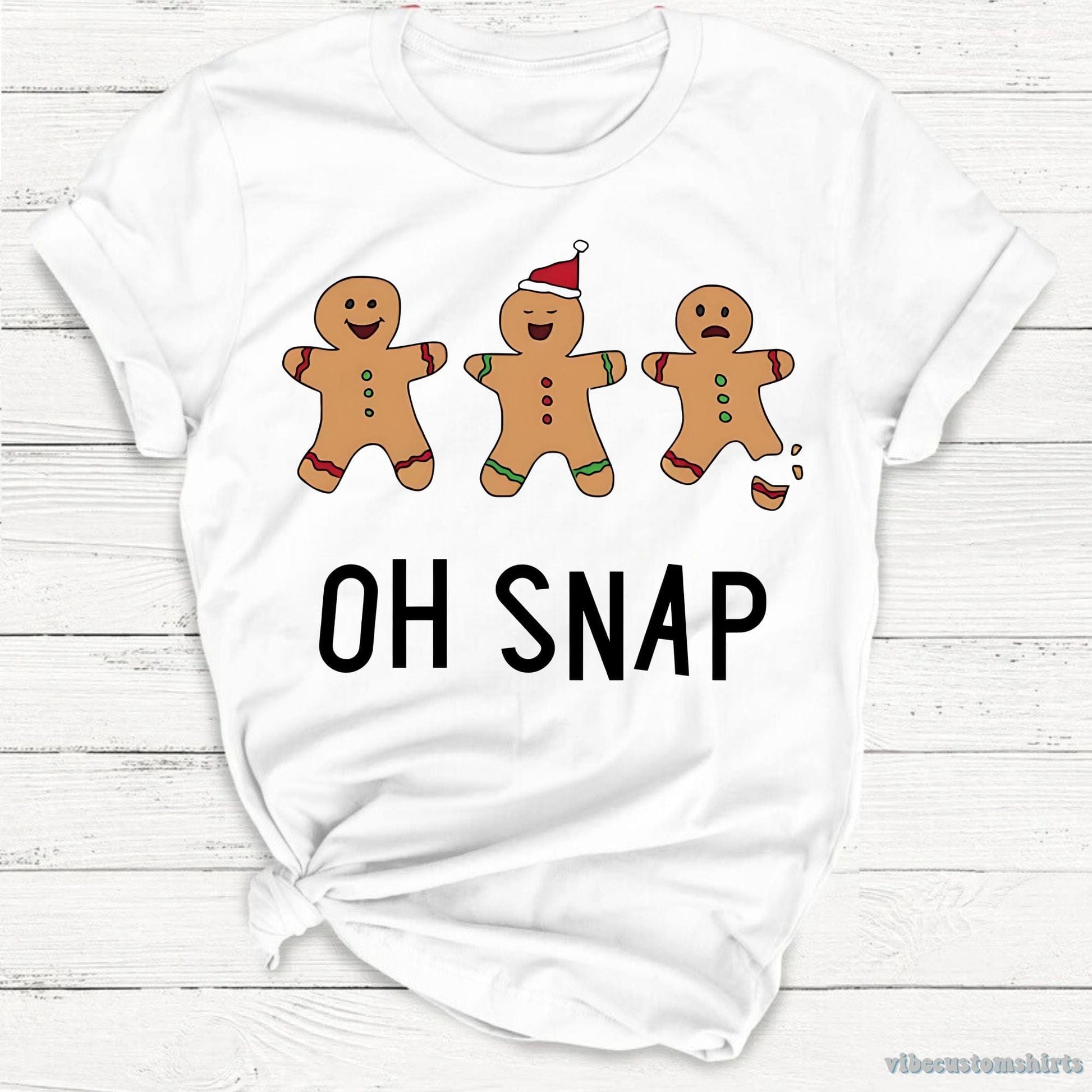 T-Shirt White / S Oh Snap Funny Gingerbread T-Shirt