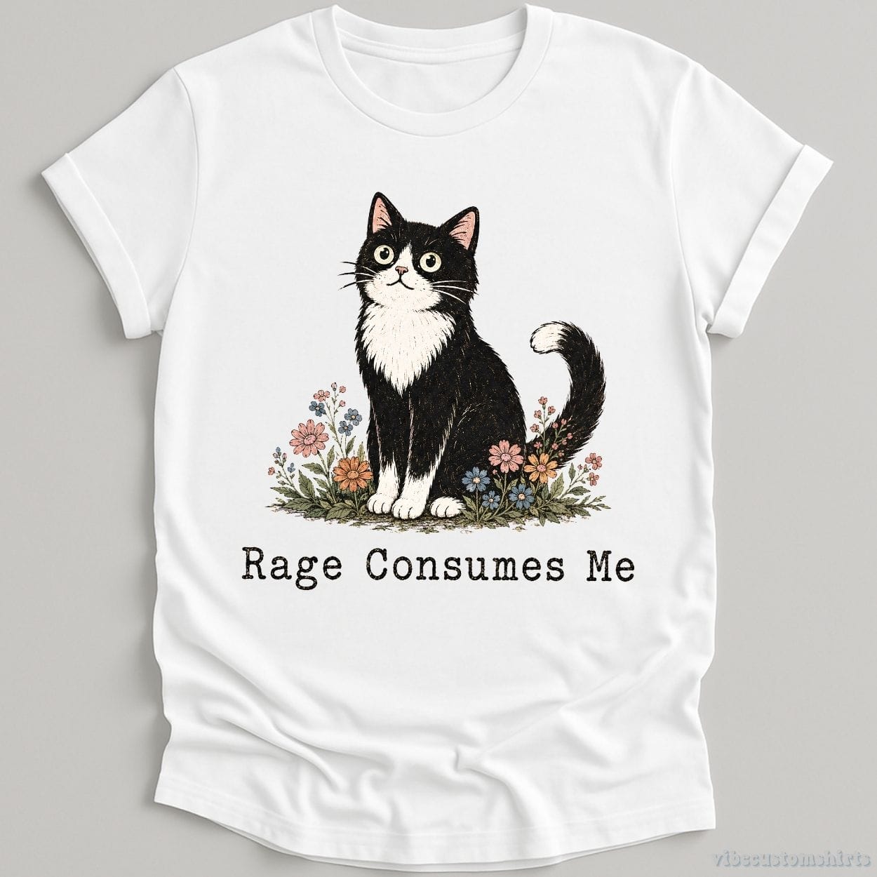 T-Shirt White / S Rage Consumes Me Fluffy Cat Shirt
