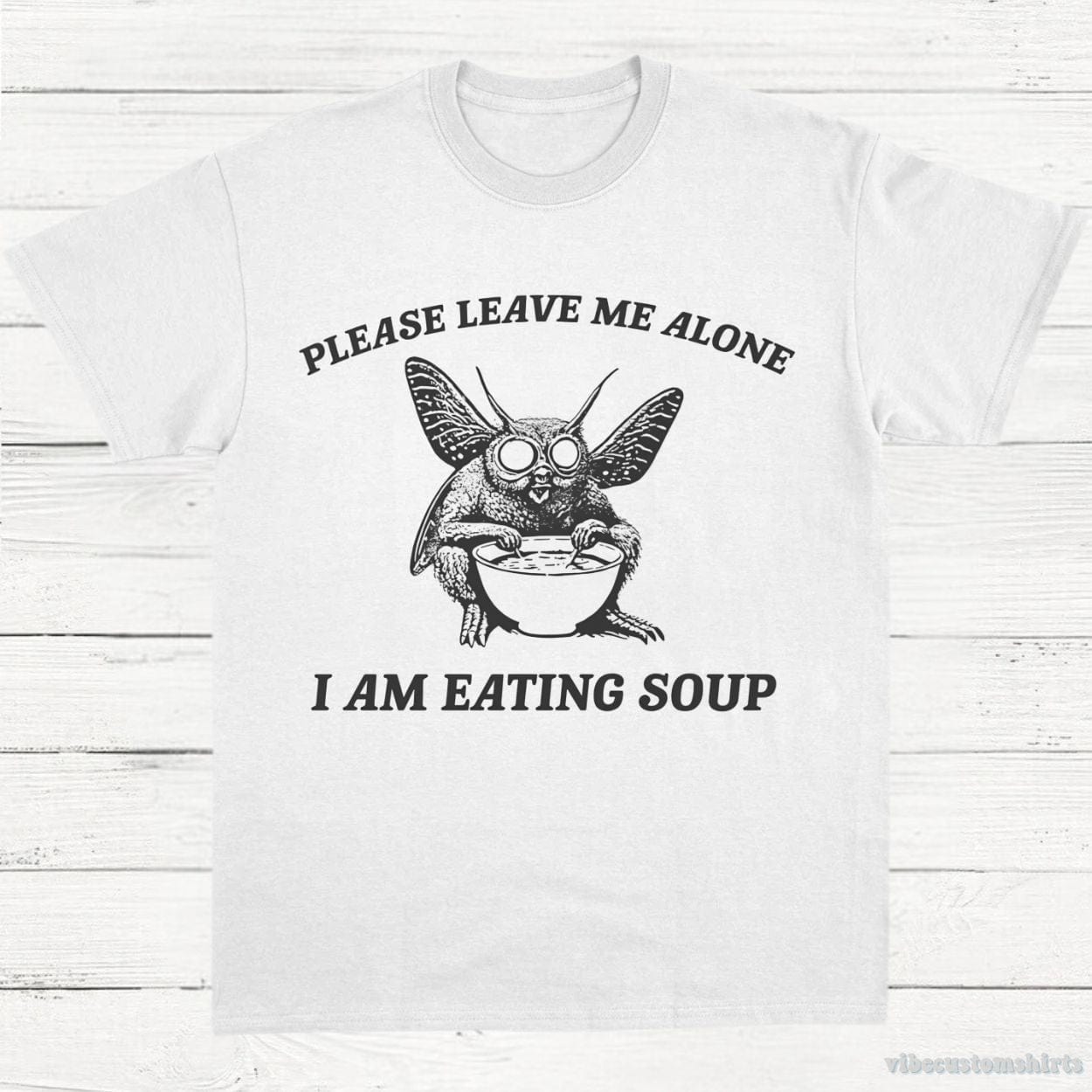 T-Shirt White / S Retro Mothman I Am Eating Soup Cryptid Vintage Shirt