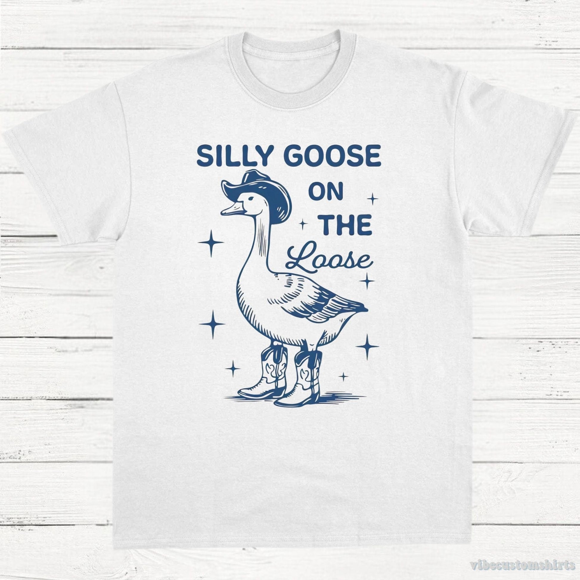 T-Shirt White / S Silly Goose on the Loose Vintage Shirt, Cowboy Goose T-Shirt, Retro Cartoon Goose T Shirt, Meme Shirt, Gift For Goose Lovers, Unisex Tee