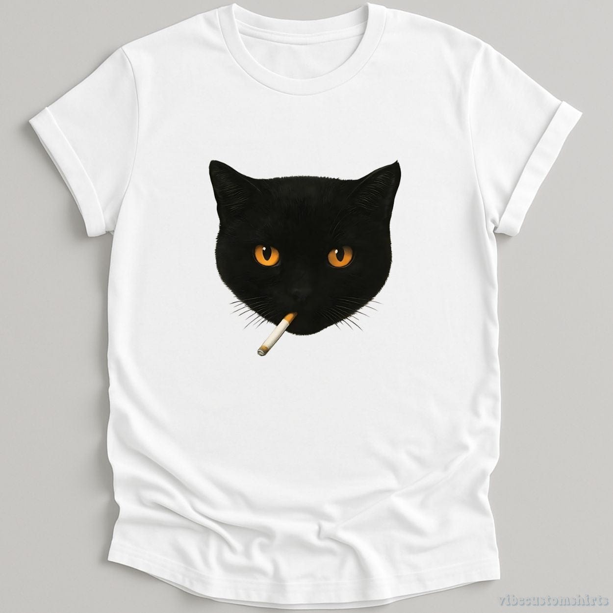 T-Shirt White / S Smoking Black Cat Funny Shirt