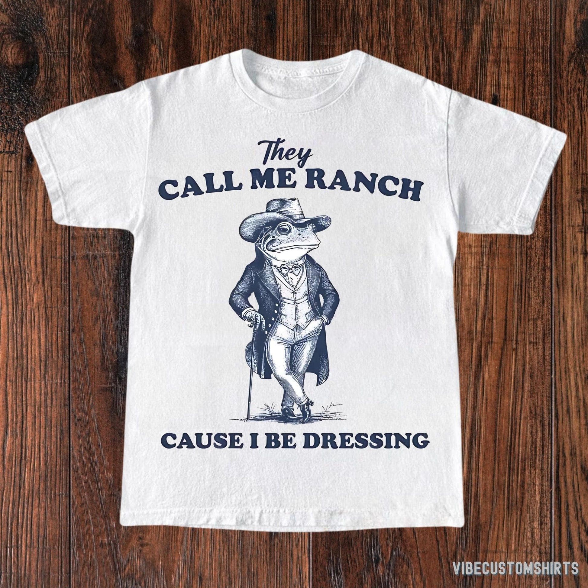 T-Shirt White / S They Call Me Ranch Cause I Be Dressing Vintage Shirt, Retro Frog Shirt, Unhinged Gen Z Meme T-Shirt, Funny Frog Dressed Tuxedo, Gag Gift