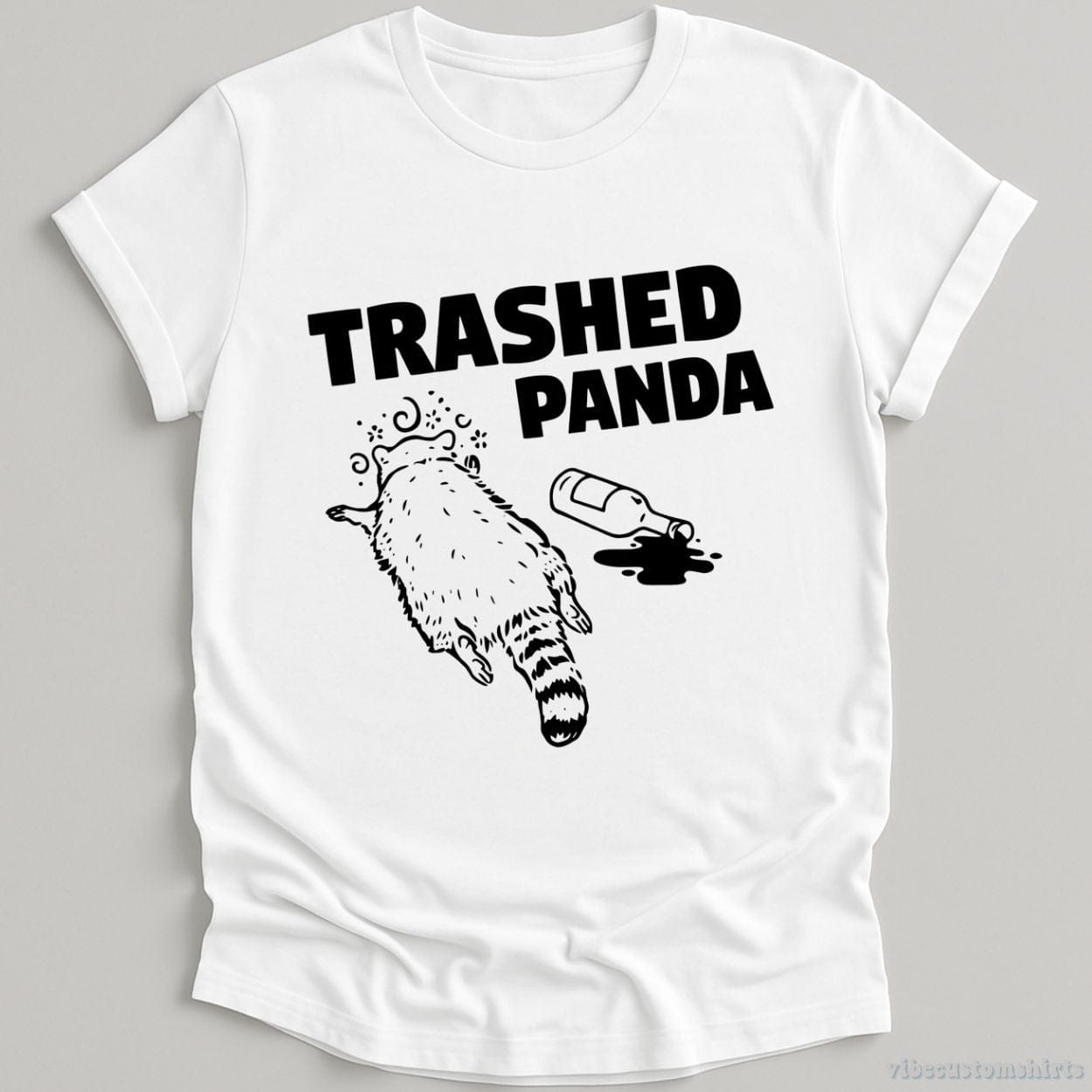 T-Shirt White / S Trashed Panda Drunk Funny Raccoon Shirt