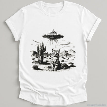 T-Shirt White / S Ufo Cat Western Vintage Style Shirt