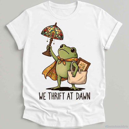 T-Shirt White / S We Thrift At Dawn Humor Frog Shirt